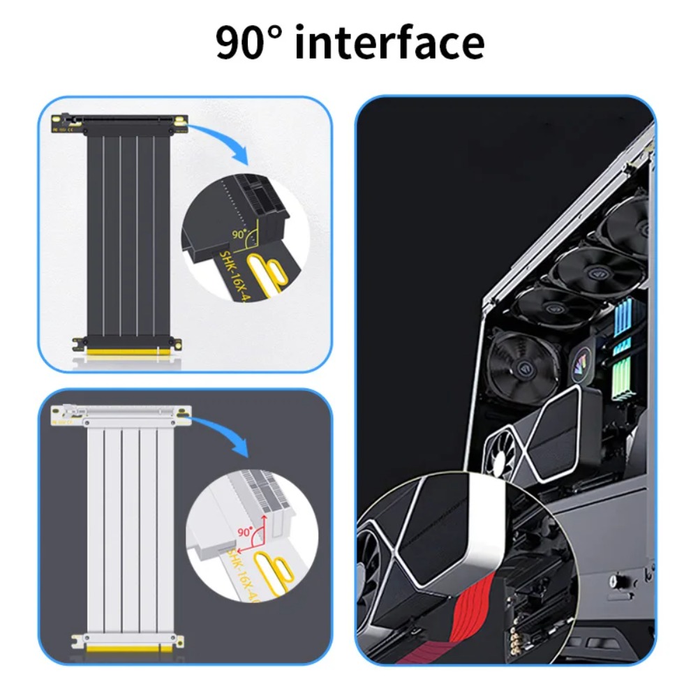 PCI‑E 4.0/3.0 X16 GPU Yükselti - Pcie 4.0 X16 Riser Cable 90 Degree incelemesi ve fiyatı
