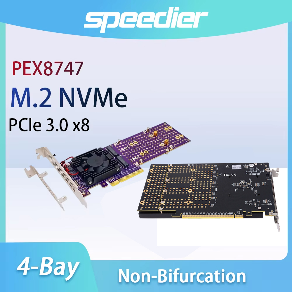 PCIe 3.0 X8 4 Yuvalı M.2 NVMe  - Quad M.2 Nvme Pcie Bifurcation Card incelemesi ve fiyatı